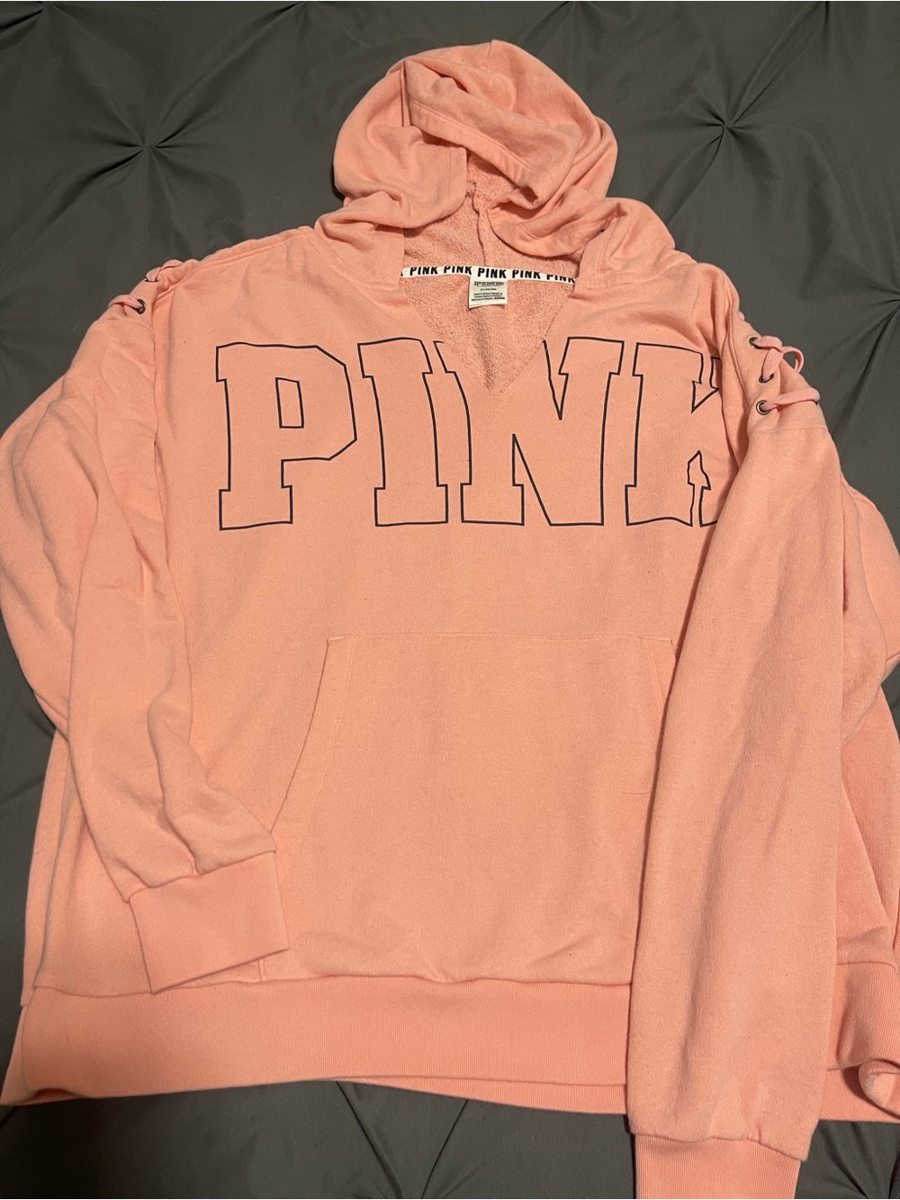 Victoria's Secret PINK Peach Scoop-Neck Hooded Pullover